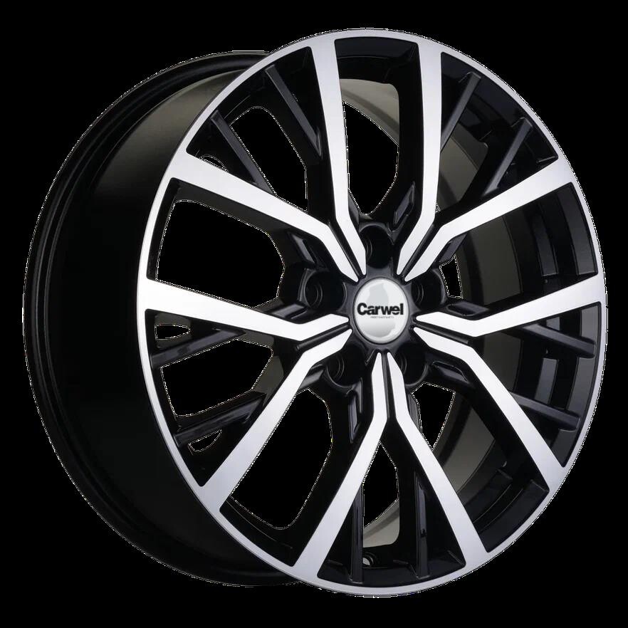 CARWEL ТУР 1806 ABT 7x18/5x114.3 ET37 D66.5 Черный глянцевый с полированной лицевой частью
