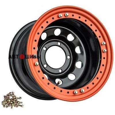 Off-Road Wheels УАЗ с бедлоком (оранжевый) 8x15/5x139.7 ET-24 D110 черный